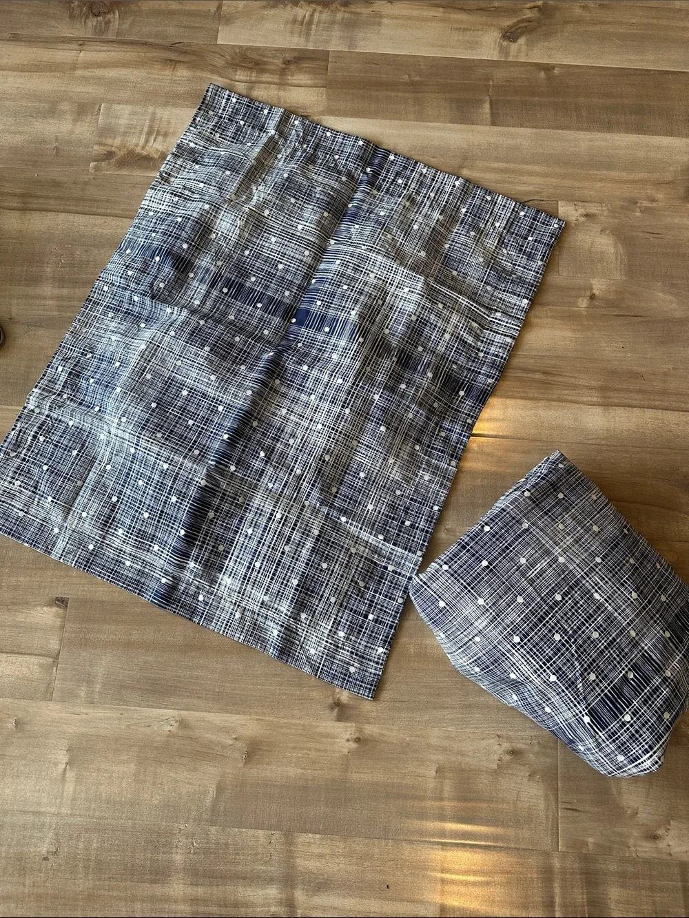 Navy and Cream Grid Dot Duvet Cover